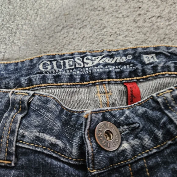 Guess Blue Cropped Ankle Jeans with Faded Denim - Picture 3 of 4